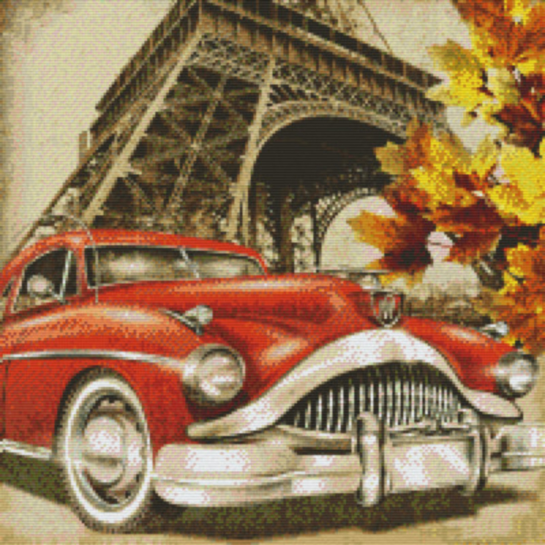 Red Vintage Car Twenty [20] Baseplate PixelHobby Mini-mosaic Art Kit image 0